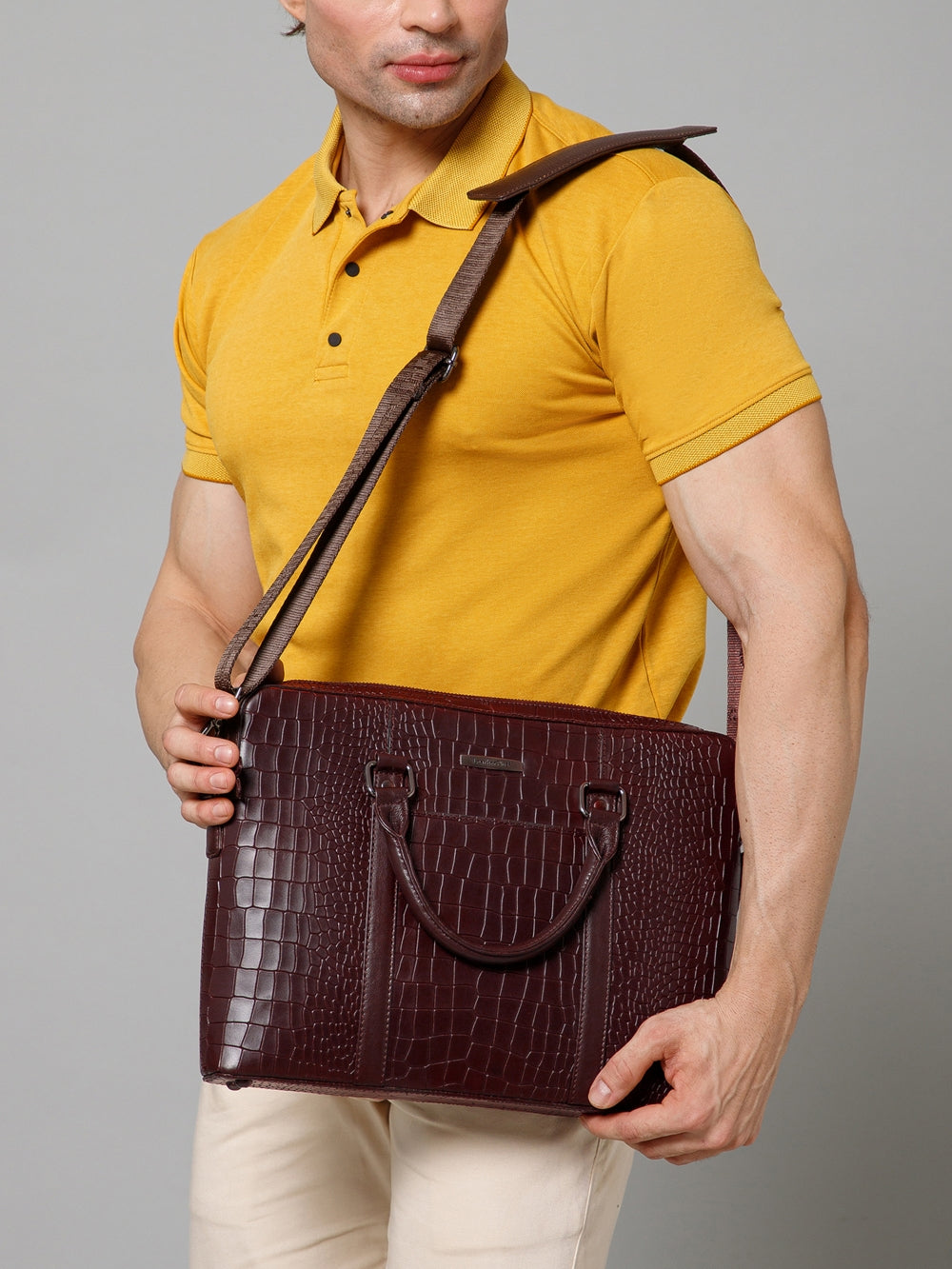 Croco Leather Laptop Bag LT-14 5002