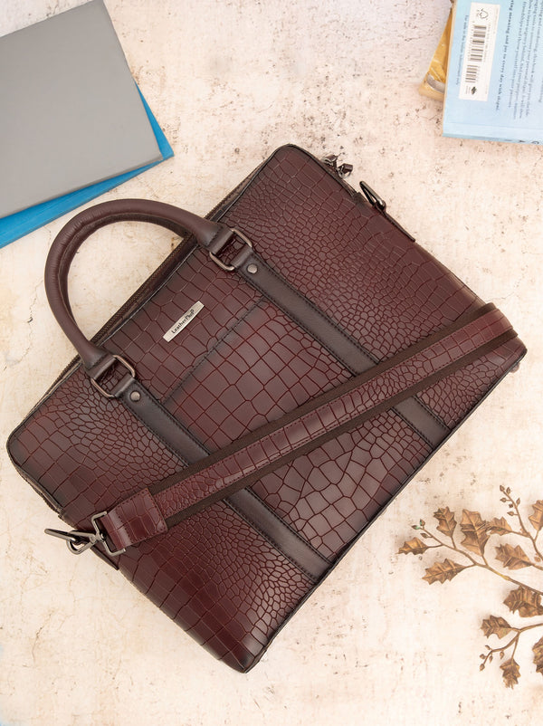 Croco Leather Laptop Bag  LT16-5001